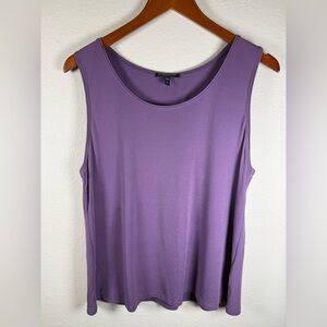 Eileen Fisher Purple 100% Silk Tank Top Petite Large Classic Flowy Spring